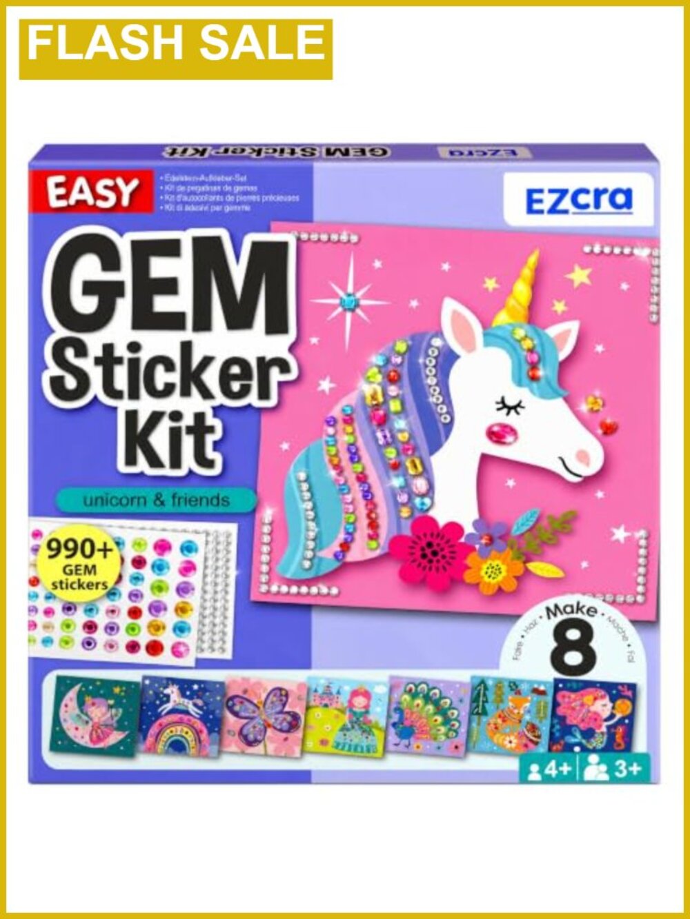 EZCRA Gem Sticker Kit for Kids 990+ Stickers 8 Unicorn Princess Themes